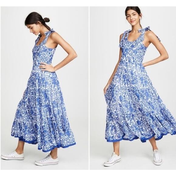 Free People Dresses & Skirts - Free People Kikas Printed Maxi Dress in Floral Blue Combo Sz. XS